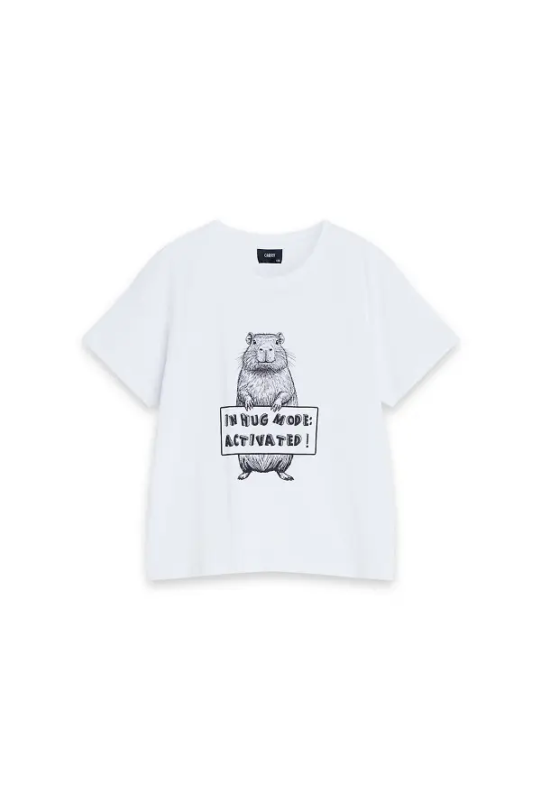 Biały dziecięcy t-shirt z nadrukiem