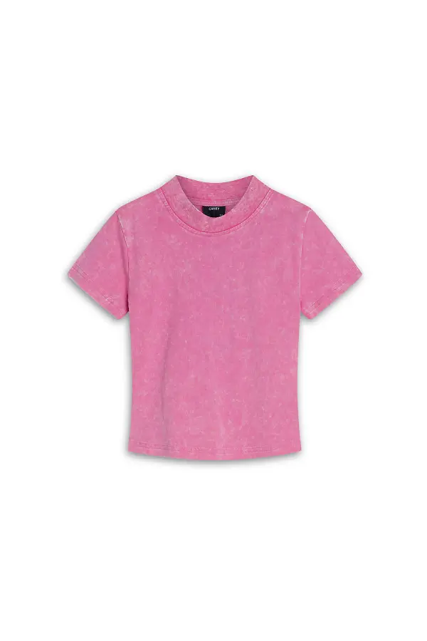 Różowy dziecięcy t-shirt Washed Effect