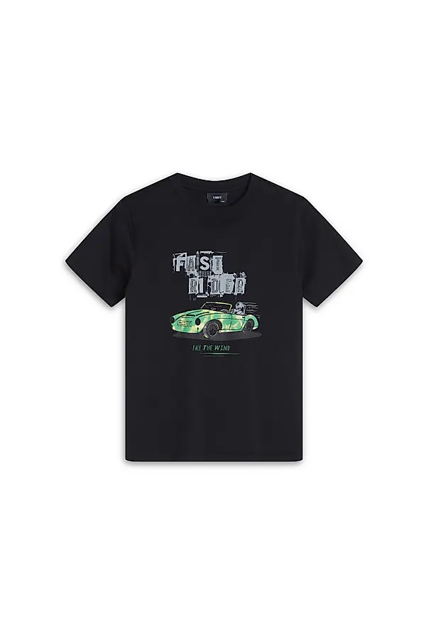 Czarny dziecięcy t-shirt z nadrukiem