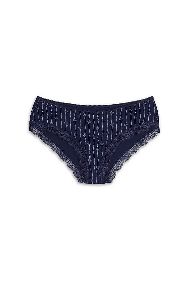 Wielokolorowo-granatowe damskie bawełniane figi hipsters ze wzorek